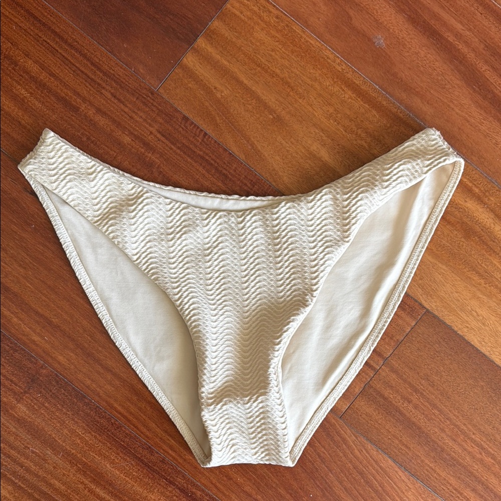 Monday Swimwear Cream Textured Bikini Bottom